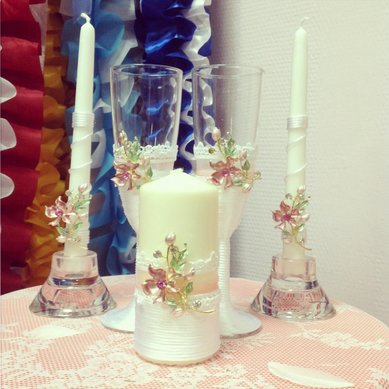 Комплект: свечи и бокалы С79775 - Салон свадебных аксессуаров С Праздни4ком!