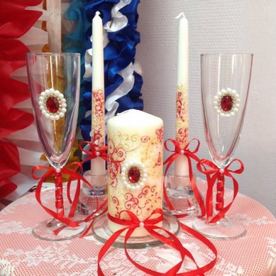 Комплект: свечи и бокалы С79790 - Салон свадебных аксессуаров С Праздни4ком!